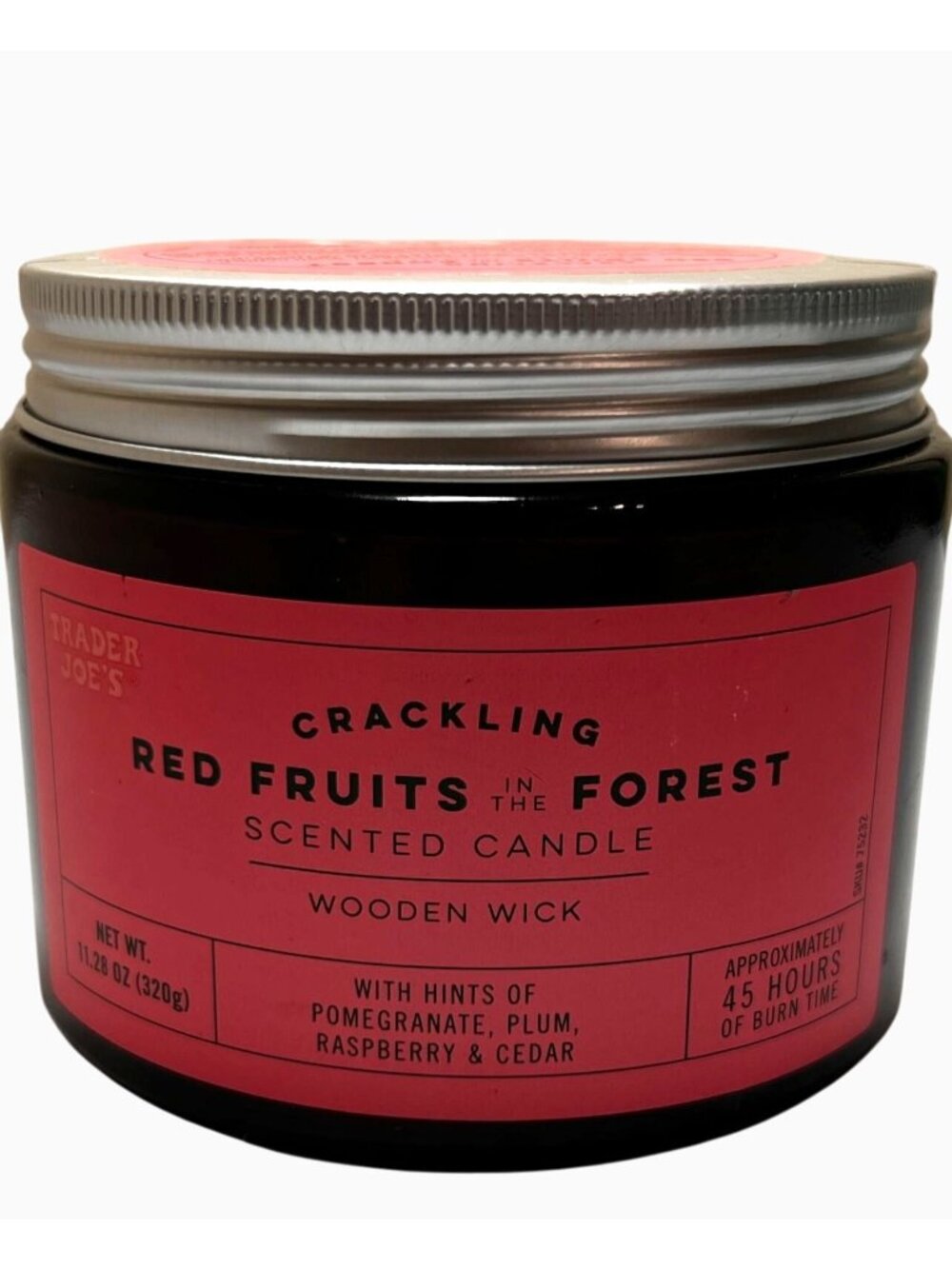 NEW Trader Joe's Candle Red Fruits in the Forest Jar Crackling Wooden Wick